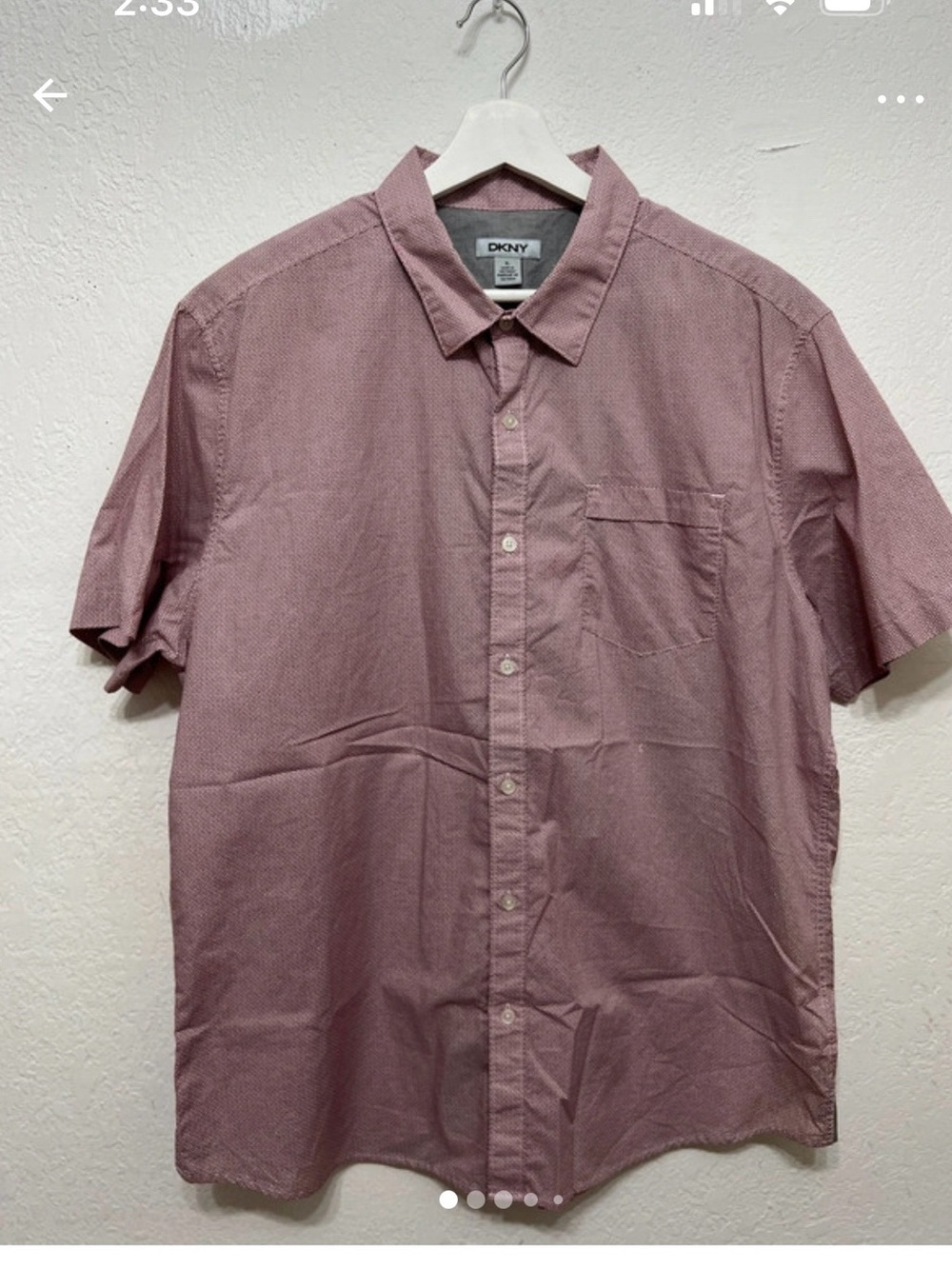 DKNY Men's Short Sleeve Button-Down Shirt in Dusty Rose